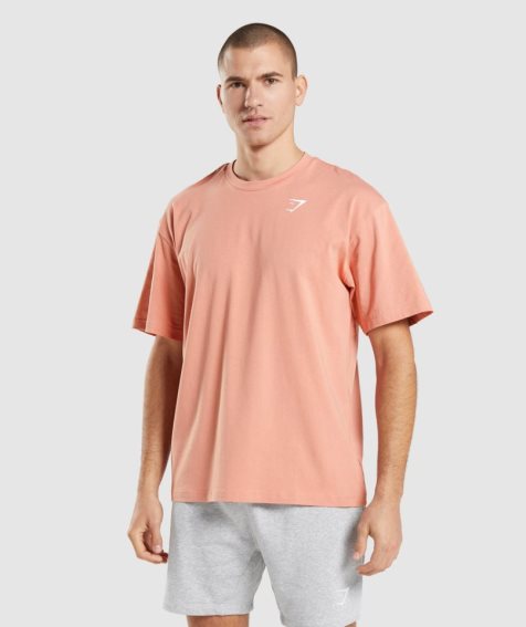 Men's Gymshark Essential Oversized T-Shirts Pink | NZ 0AMTVR